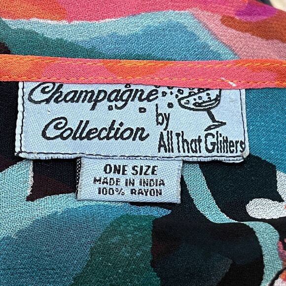 Vintage Floral Tunic Kimono Top ONE SIZE Champagne Collection All That Glitters - Picture 9 of 12